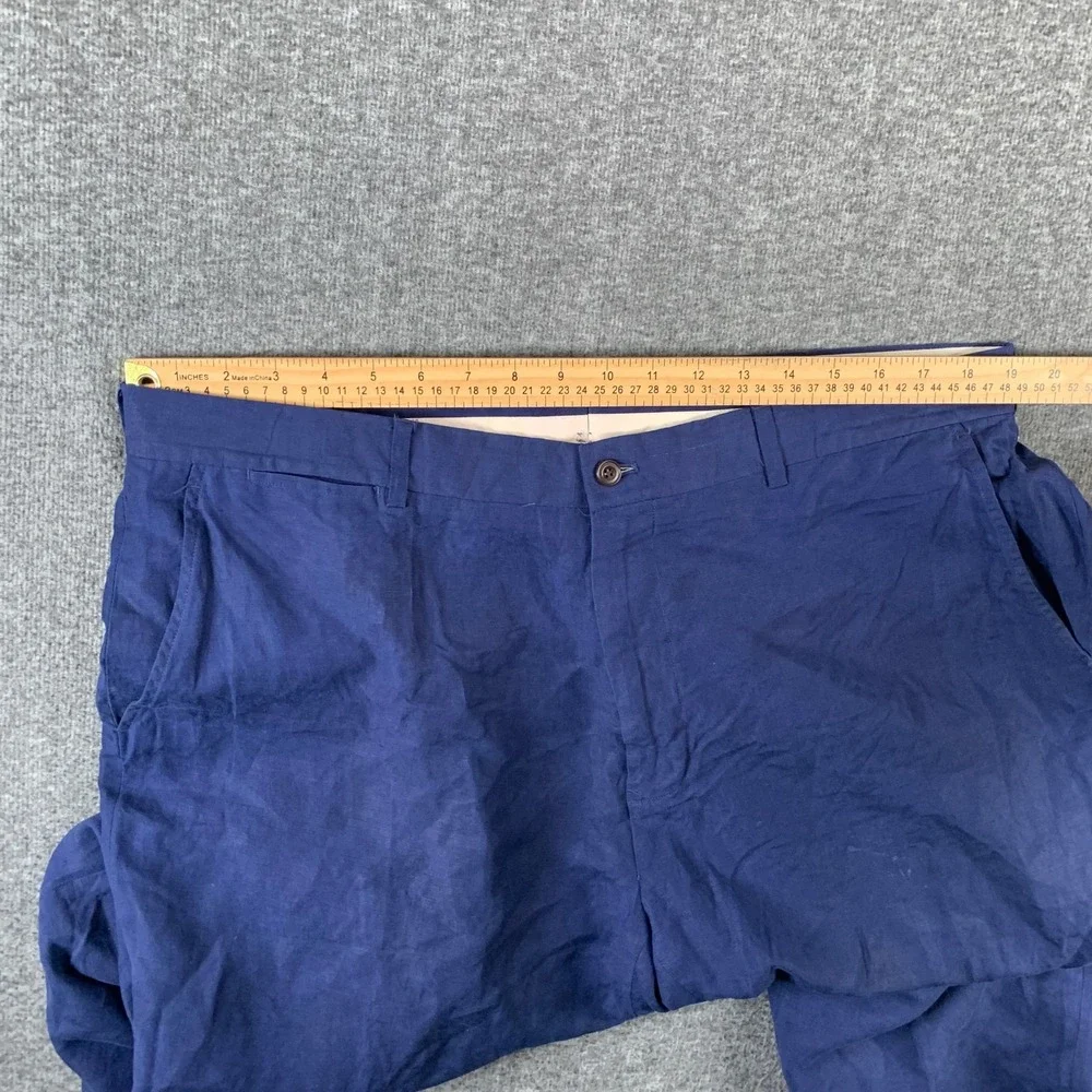 Vintage Polo Ralph Lauren Linen Pants Men 38x32 Blue Silk Trousers Old Money